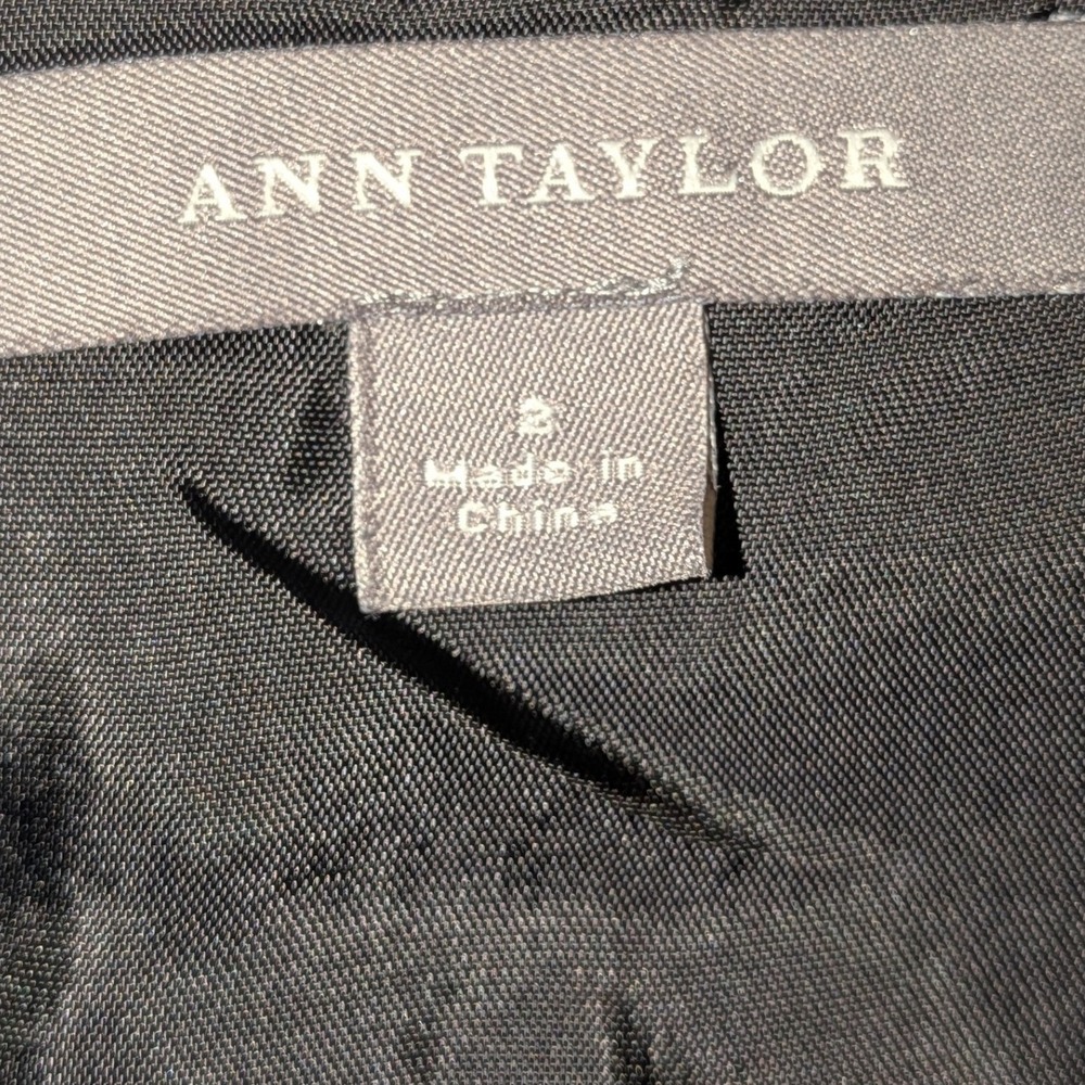 Ann Taylor Black White Wool Blend Tweed Boucle Pencil Skirt Fringe Waist 2 - Picture 3 of 8